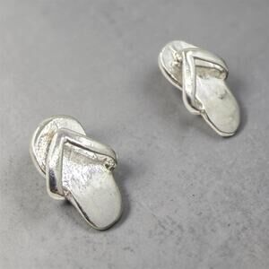 Flip Flop Sandals Post Stud Earrings 925 Sterling Silver Friction Backs